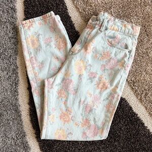 BDG High-Rise Floral Print Jeans in Pastel Blue